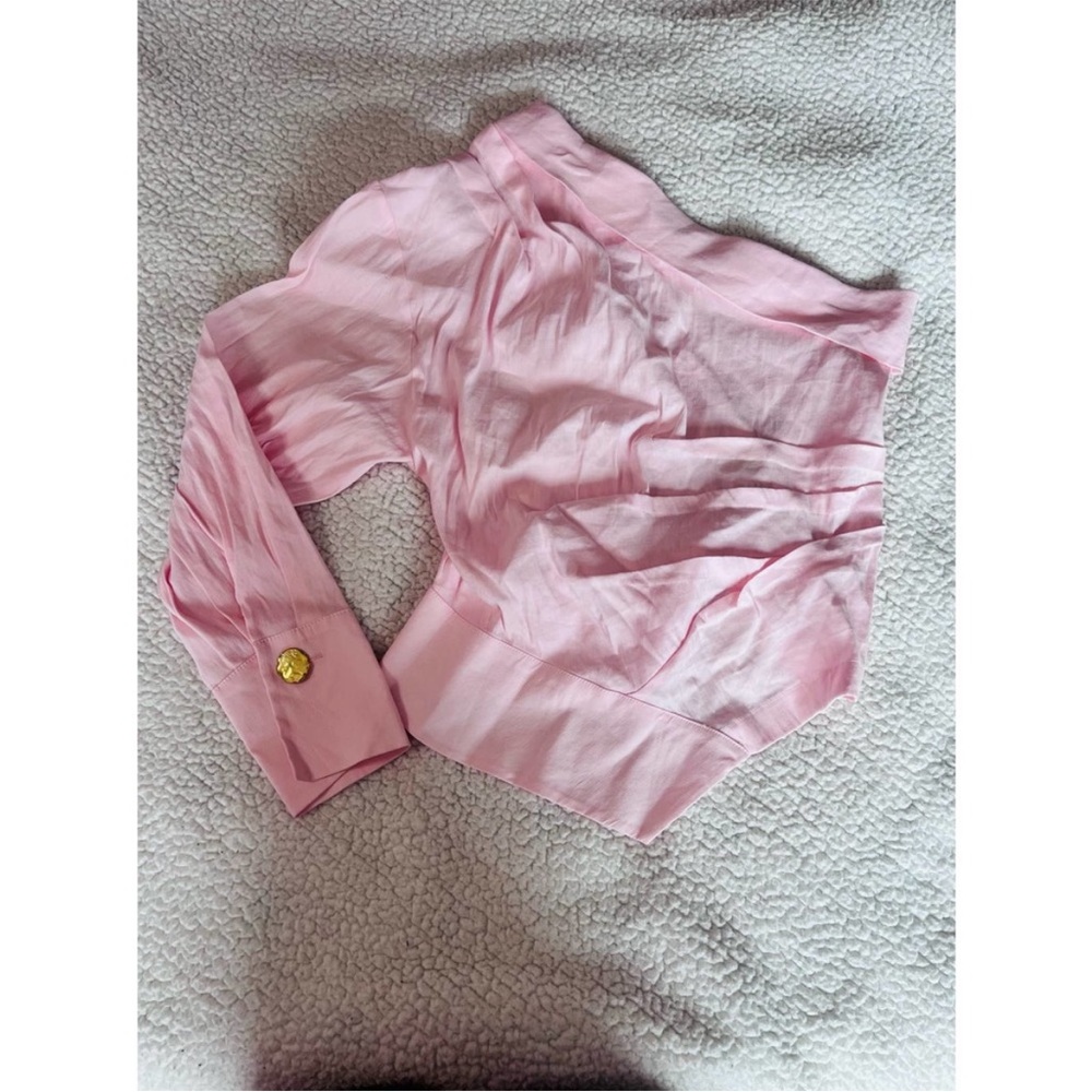 Zara Pink Asymmetrical Linen blouse